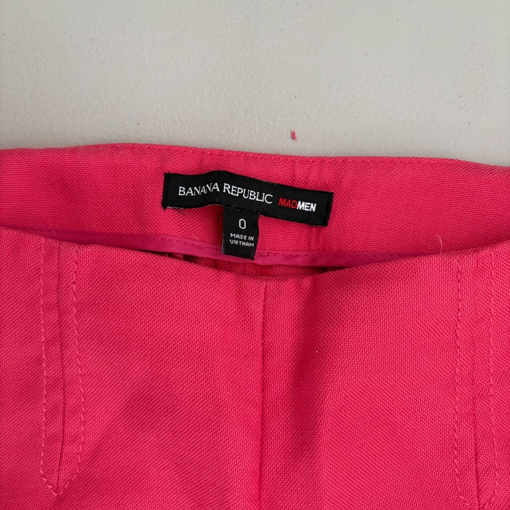 Banana Republic Mad Men Hot Pink Slim Leg Side Zip Trousers Pants Womens Size 0 - Picture 3 of 10